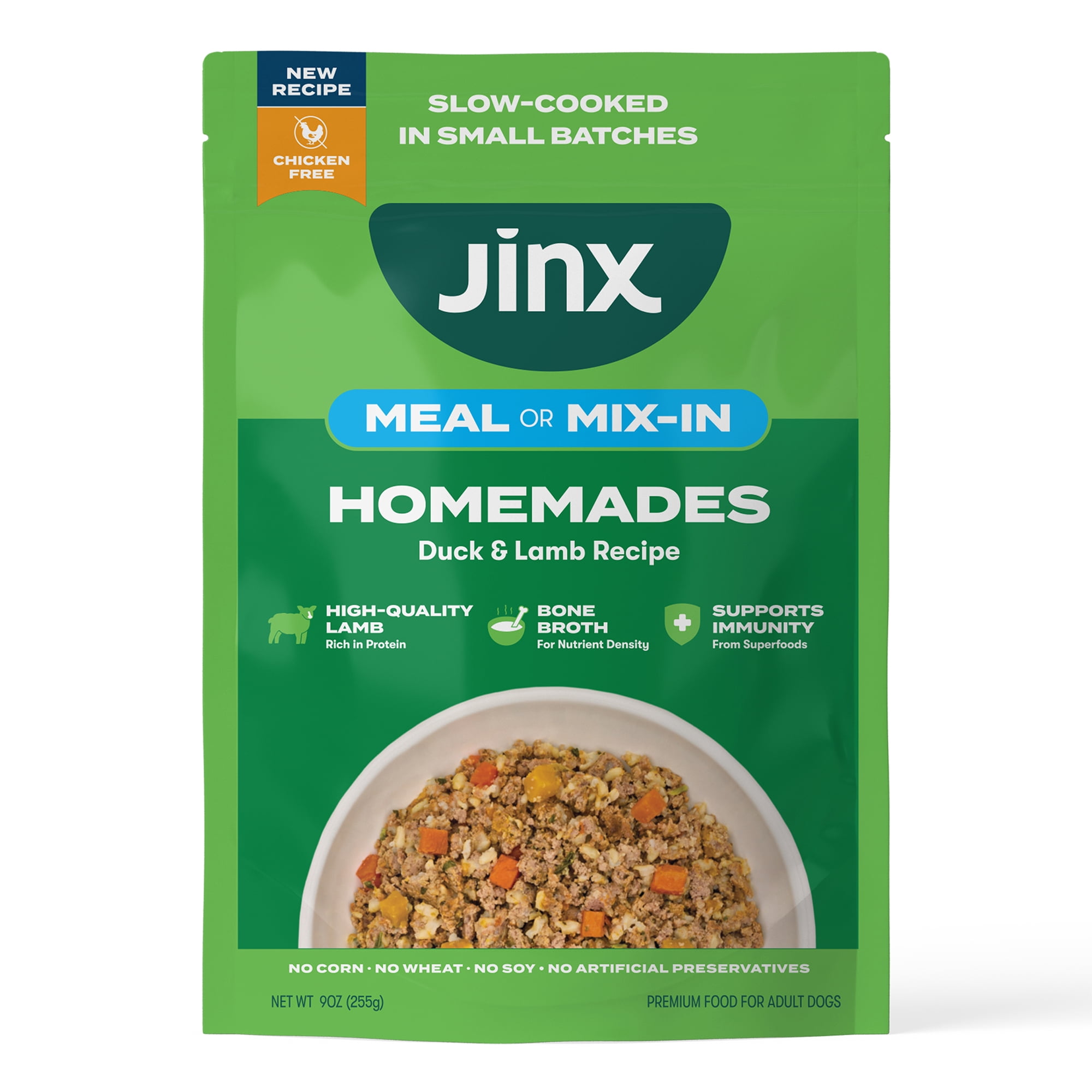Jinx Homemades Duck & Lamb Recipe Wet Natural Dog Food 9 oz Pouch