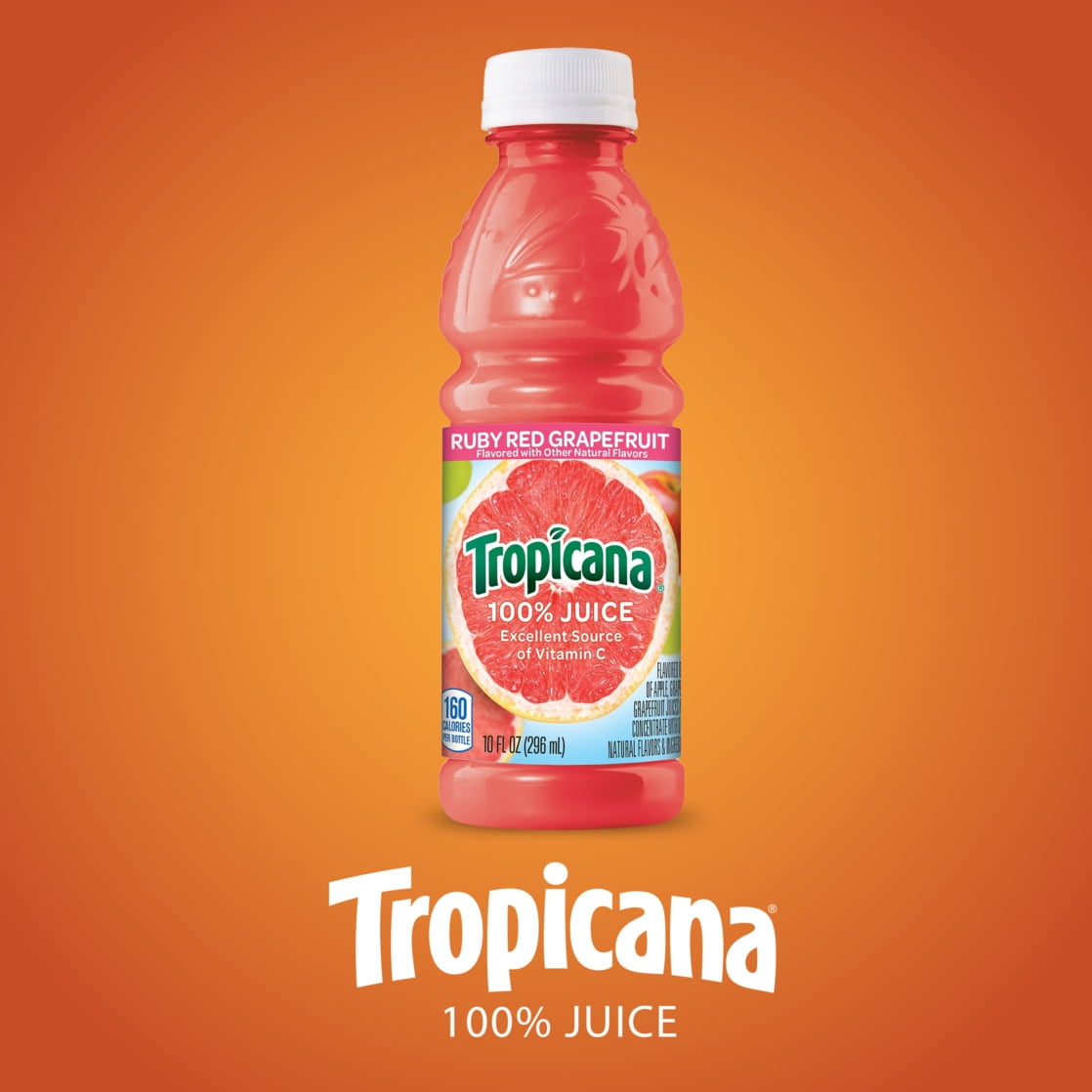 Tropicana Ruby Red Grapefruit 100% Juice, 10 fl oz Bottles, 24 Count