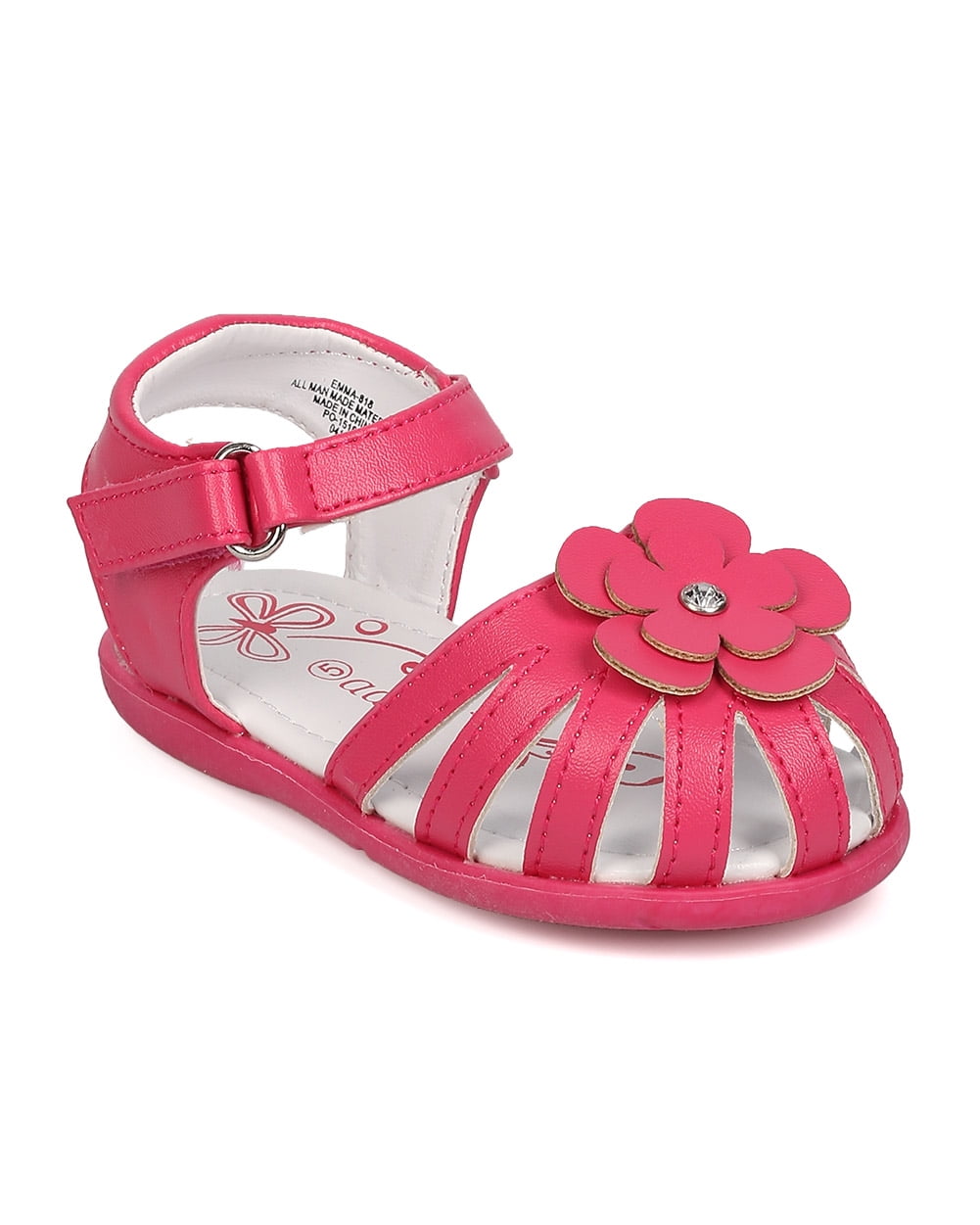 New Toddler Girls Aadi Emma-818 Leatherette Daisy Fisherman White & Pink $18.99 