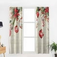 thumbnail image 5 of Hokiten Red Christmas Balls Blackout Curtains | Light Blocking Print Window Curtains, Xmas Poinsettia Snowflake Thermal Insulated Window Drapes for Living Room Kitchen Cafe (2 Panels, 55"W x 39"L), 5 of 7
