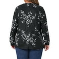 thumbnail image 4 of DARING DIVA  Women's Plus Floral Square Neck Blouse 1X Black, 4 of 7