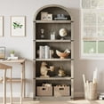 thumbnail image 4 of IDEALHOUSE Bookcases 5 Tier, Gray, Arched Farmhouse Bookshelf, Modern Display Wood Storage Rack for Living Room, Office, Bedroom, 4 of 8