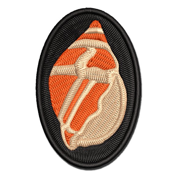 Nutmeg Shell Hashmark Shaded Beach Seashell Applique Multi-Color Embroidered Iron-On Patch - 2.5 Inch Small