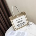 thumbnail image 4 of New canvas cotton hemp color bump Tote bag trend one shoulder handbag bag, 4 of 6