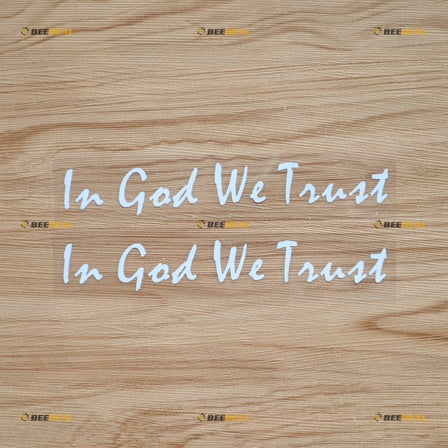 In God We Trust Sticker Decal Vinyl Lettering USA American - 2 Pack White 6" - For Car Boat Laptop Cup No Background Die-cut