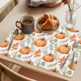 thumbnail image 3 of Orange Pumpkins Fall Placemats Set of 4, Thanksgiving Green Leaves Autumn Washable Wipeable Table Mats for Dining Tables, Indoor Outdoor Kitchen Place Mats for Holiday Party Table Decor, 3 of 9