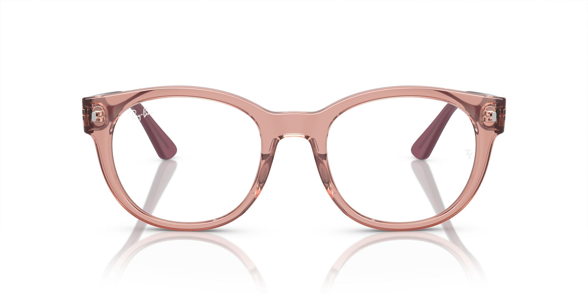 Ray-Ban Women's Size 51 Rectangular RB7227 Optics Prescription Eyeglasses with Case, Transparent Pink/Demo Lens