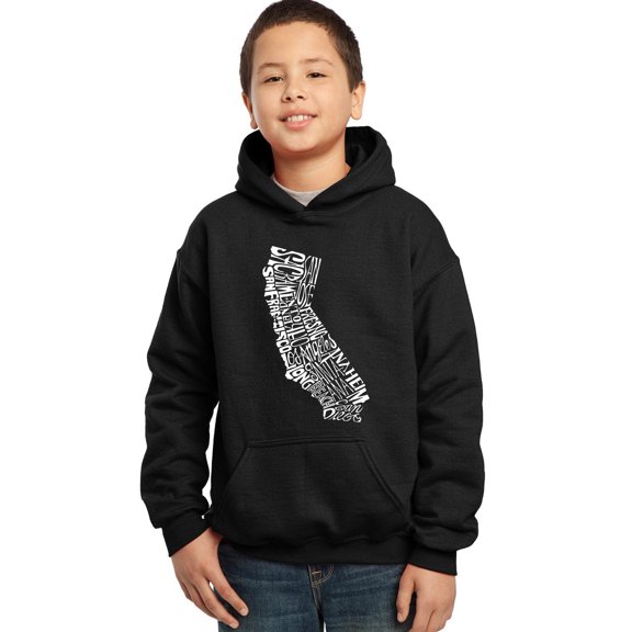 LA Pop Art Boy's Word Art Hooded Sweatshirt - California State