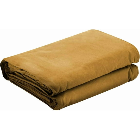 Tarps Now 12x24 ft Heavy Duty Canvas Tarp | 18 MIL Industrial Grade, Tear Resistant, Reinforced Edges, Nickel Plated Grommets | Ideal for Construction, Trucking, Manufacturing, Automotive – Tan Color