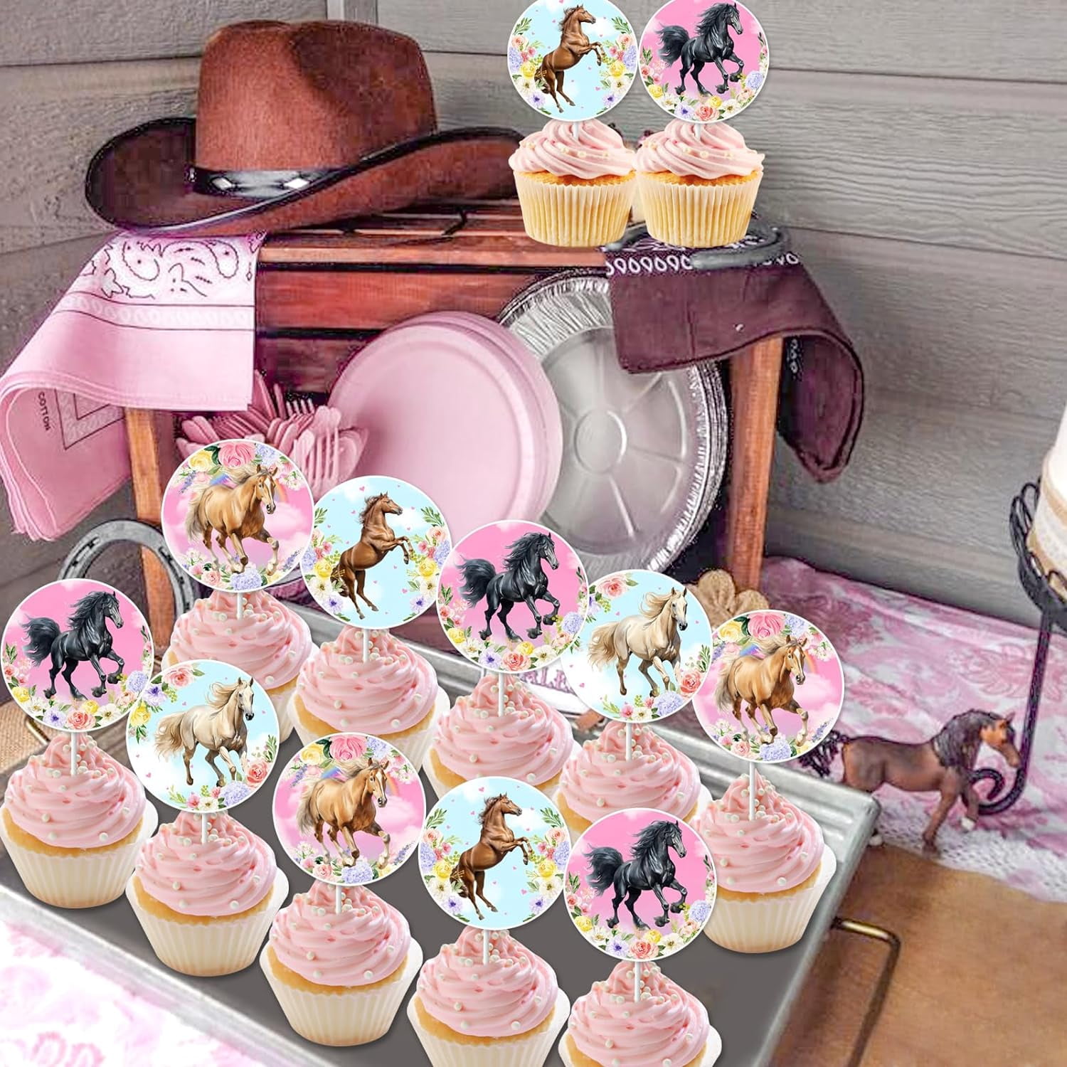 Western Cowgirl Party Dekorationen – Banner, Ballons, Cake Topper Für Pferdeparty