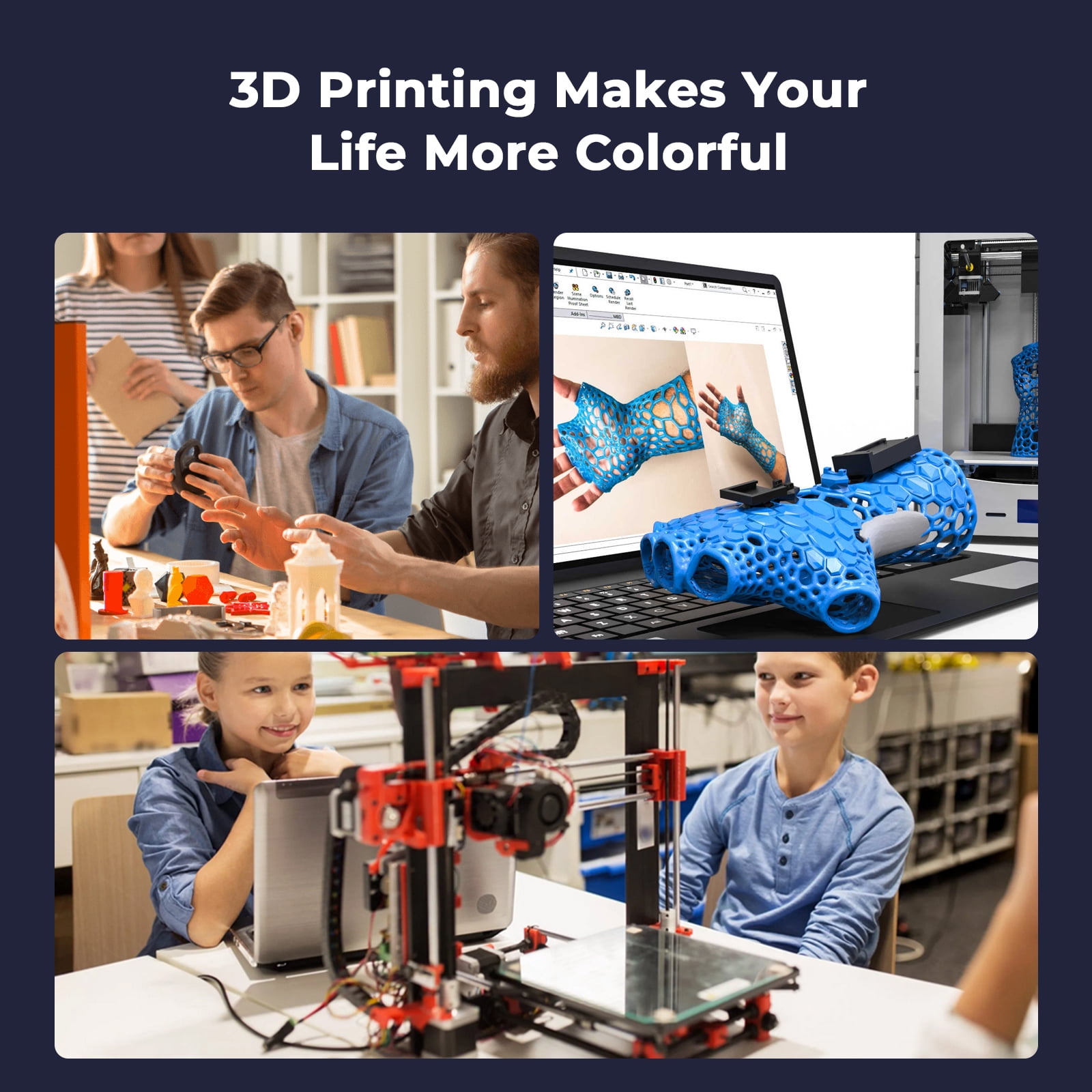 Creality Hyper PLA Filament 3D Printer Filament 600mm/s Higher Toughness High-Speed Printing Dimensional Accuracy +/- 0.03mm 1kg(2.2lbs) Compatible with Most 3D Printers, Complexion