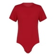 thumbnail image 4 of Yeahdor Mens One Piece Short Sleeve Bodysuit Pajamas Press Button Crotch Romper T-Shirt Nightwear Red-A XL, 4 of 7