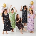 thumbnail image 5 of Loritta Plus Size Nightgowns for Women Short Sleeve Floral V-Neck Womens Summer Sleep Shirts with Headrope, XL-5XL, 5 of 8