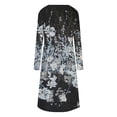 thumbnail image 5 of Women's Long Sleeve Festival Dresses O-Neck Pleated Printing Mid Length Dress Winter Loose-FIt Casual Dress with Pockets, 5 of 5