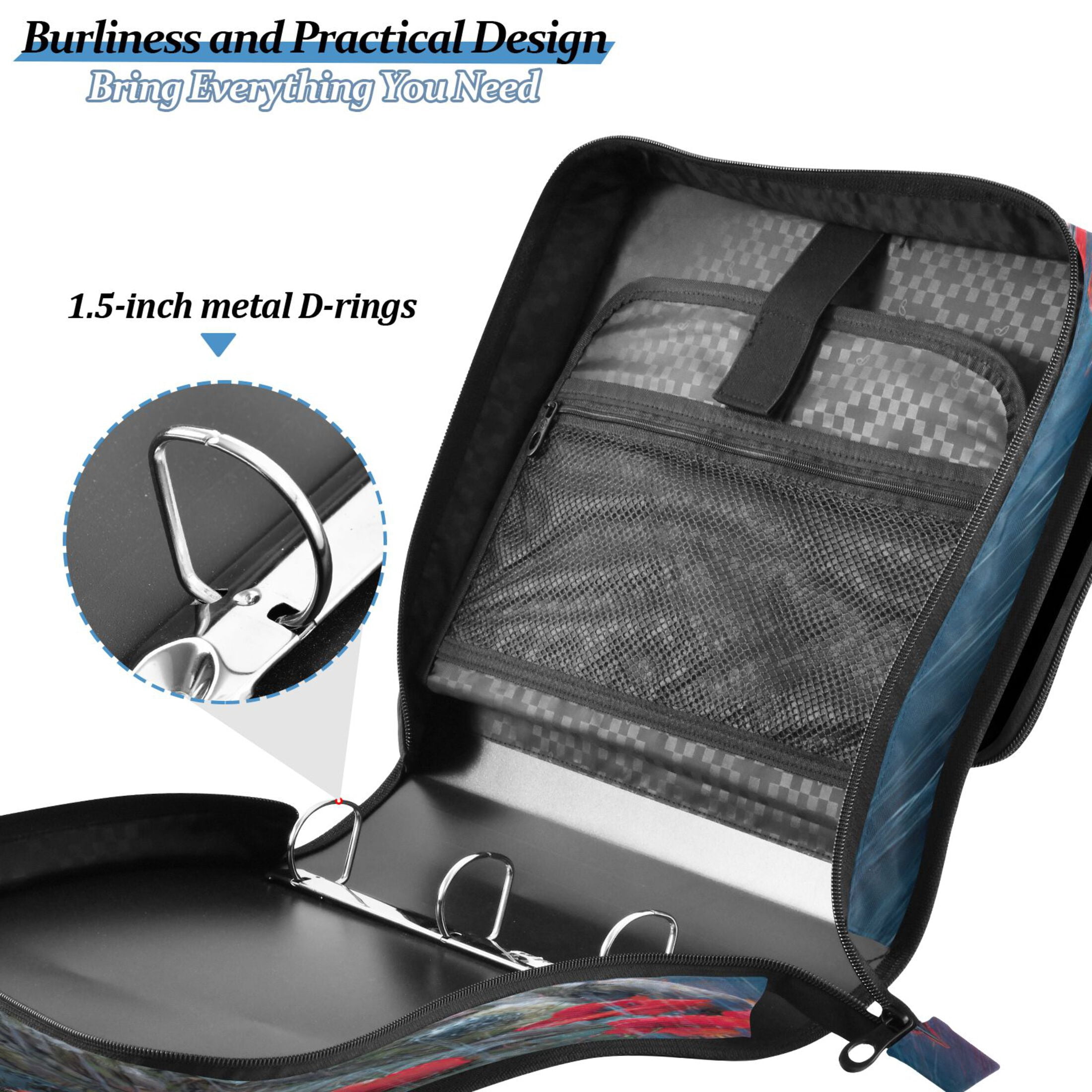 Zipper Binder 3 Rings Stationery Office Files Daily Organizer File Folder Storage Bag American Skeleton Soldier