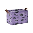 thumbnail image 2 of Kuokaa Halloween Large Collapsible Storage Baskets, Purple Bat Ghost Pattern, 14.96 x 10.24 x 9.84 in Foldable Fabric Organizer with Handles for Clothes Toys Closet, 2 of 6