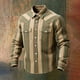 thumbnail image 1 of Ceisia Men's Loose Fit Vintage Ethnic Stripe Print Long Sleeve Cotton Shirt Khaki S Gifts, 1 of 3