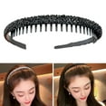 thumbnail image 2 of Glittering Full Rhinestones Hairhoop with Tooth Comb Stylish Face Washing Hairband For Women And Girls Daily Accessories, 2 of 9