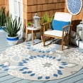 thumbnail image 2 of SAFAVIEH Cabana Michelle Floral Indoor/Outdoor Area Rug, Grey/Blue, 6'7" x 6'7" Round, 2 of 13