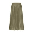 thumbnail image 6 of Miqool Women's Textured Plain Pleated Skirts High Waisted A-Line Split Flowy Midi Skirts Summer Beach Skirts, 6 of 8