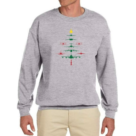 Christmas Tree In Planes Sweatshirt Men -Smartprints Designs, Male x-Large