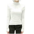 thumbnail image 2 of ClodeEU Womens Turtleneck Long Sleeve Shirts,Ribbed Slim Fit Basic Lightweight Thermal Underwear Tops White,Womens Plus XL, 2 of 7