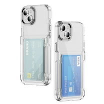 ELEHOLD for iPhone 14 Case,Clear Card Holder Kickstand Credit Card Slot Soft TPU Hard PC Slim Bumper Anti-Scratch Shockproof Protective Wallet Case for iPhone 14,Clear