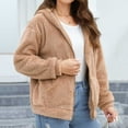 thumbnail image 6 of Lovskoo Winter Coats for Women Fuzzy Fleece Full Zip Long Sleeve Solid Color Plush Hooded Casual Jacket Khaki, 6 of 7