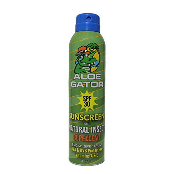 Aloe Gator SPF 30 Sunscreen with Natural Insect Repellent Continuous Spray, 6 Ounce Walmart
