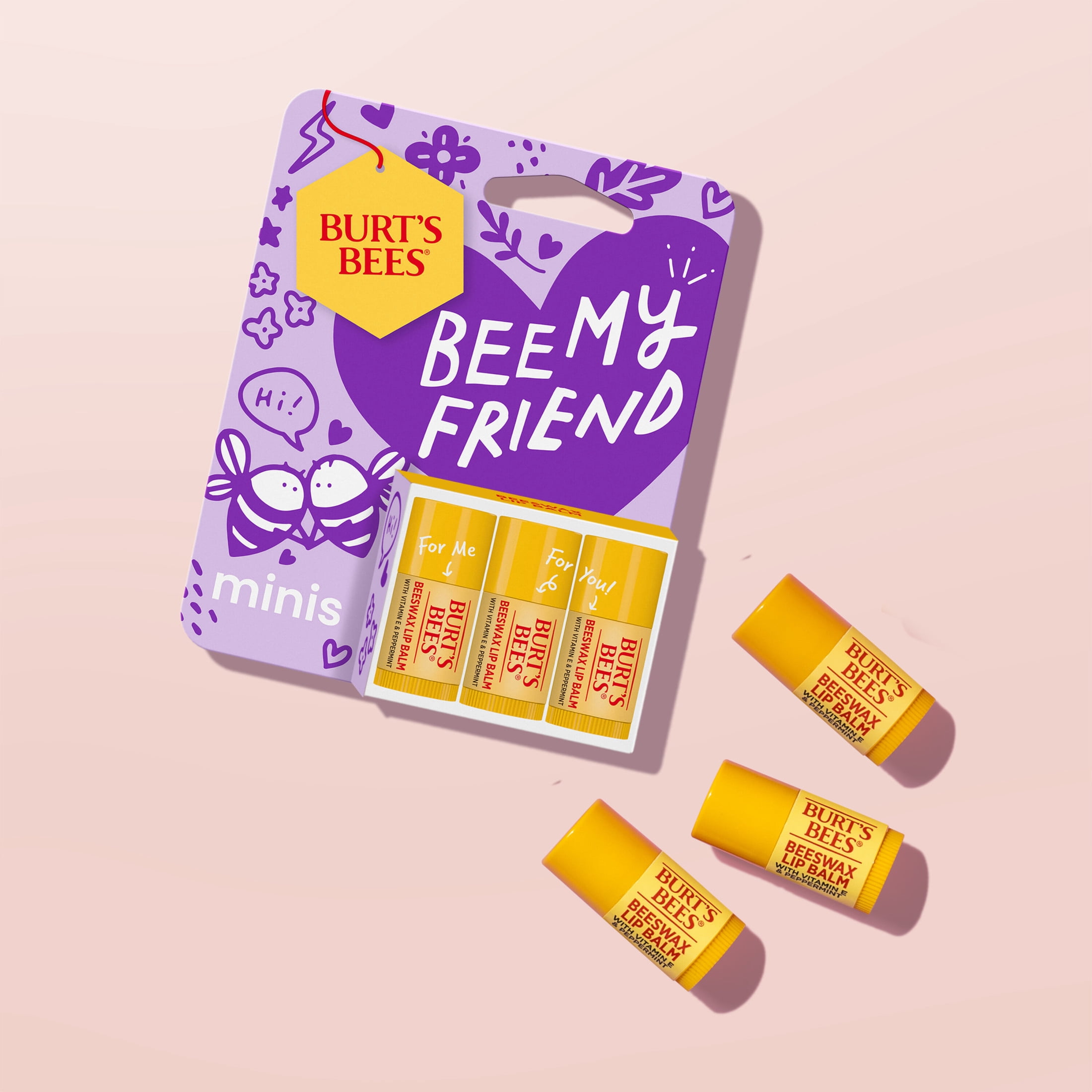 Burts Bees Bee My Friend Minis Beeswax Lip Balm Gift Set, 3-Pack, 0.049 oz.