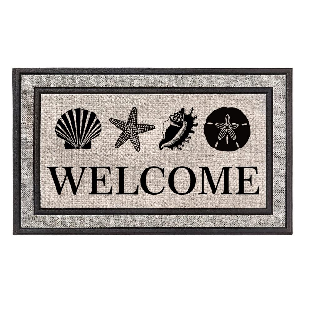 Outdoor Indoor Doormat 18" x 30" Gray / Beige / Black Rubber Backed