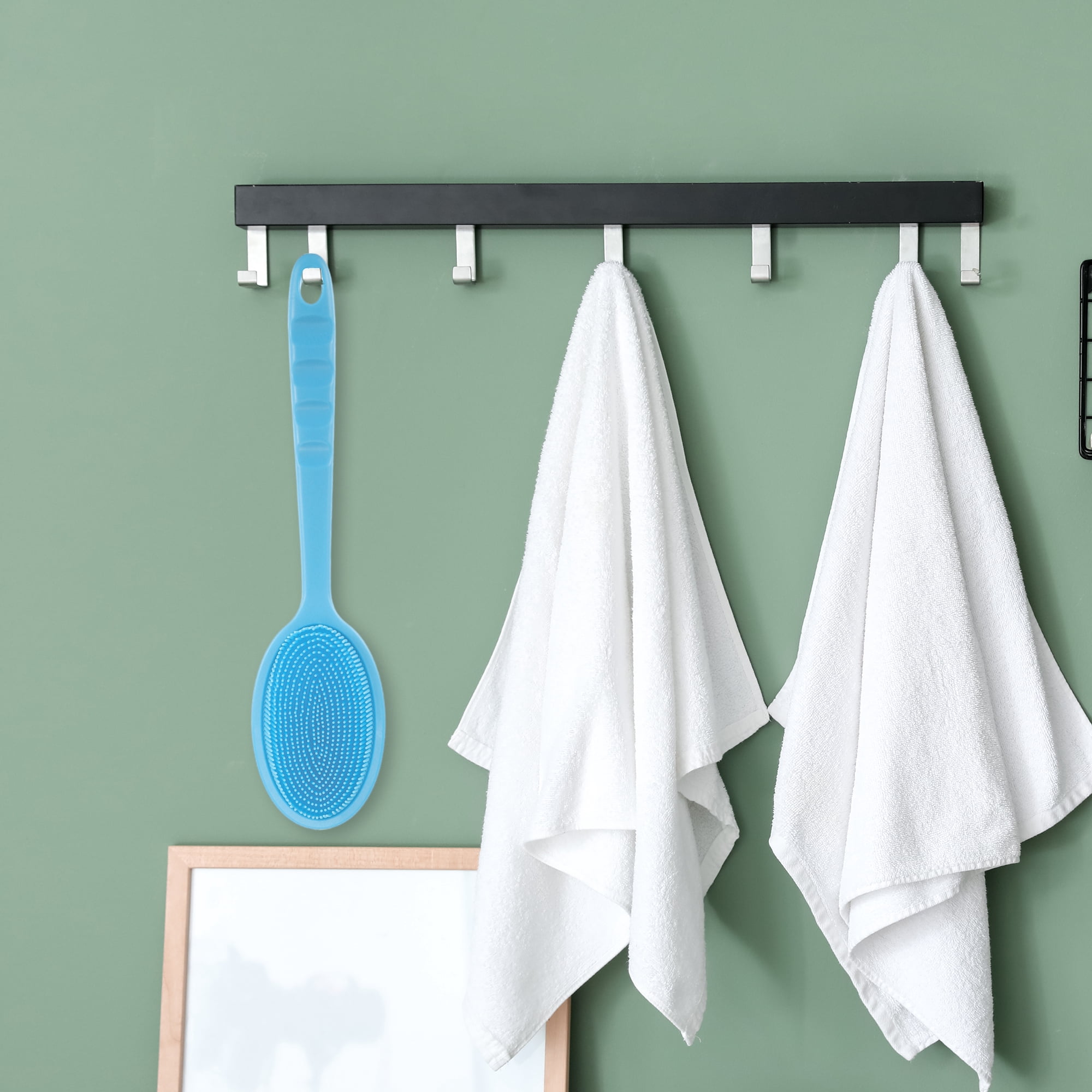 Unique Bargains 1pc Long Handle Bath Brush for Shower 13.39" Length Blue