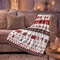thumbnail image 5 of Christmas Motifs In Patterned Rows Print Cozy Flannel Blanket, Nordic Inspired Festive Graphics for Christmas Pattern Enthusiasts, a Christmas Gift for Living Room and Bedroom Home Decor, 5 of 7