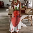 thumbnail image 4 of Lots of Little Strawberries Sleeveless Suspender Dress Summer Fashion Casual Long Dress, 4 of 9