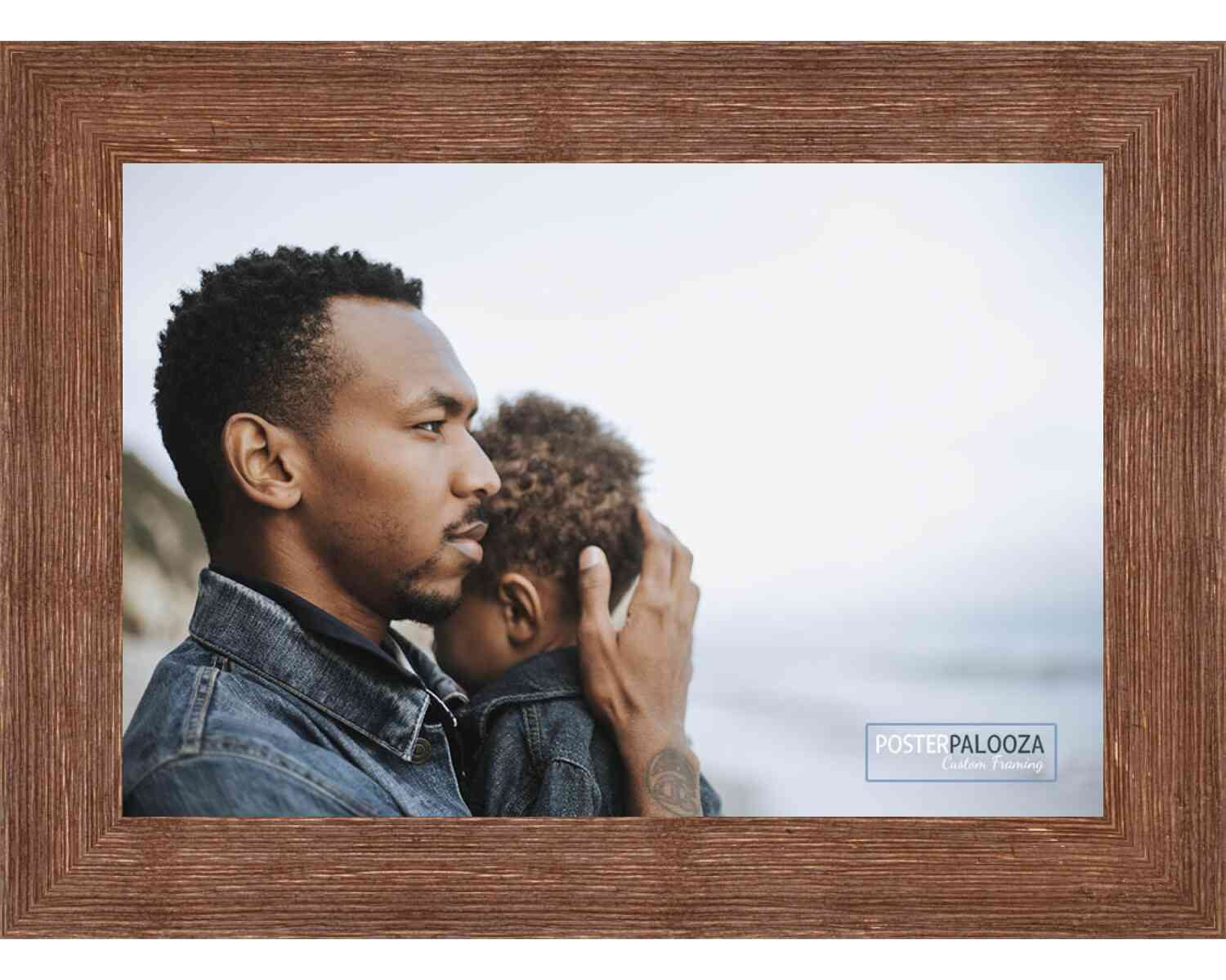 18x24 Brown Rustic Wide Barnwood Picture Frame - UV Acrylic, Foam Board Backing, Hanging Hardware
