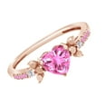 thumbnail image 2 of AFFY Simulated Pink Sapphire & White Natural Diamond Heart Ring In 10k Rose Gold, Ring Size-11.5, 2 of 2