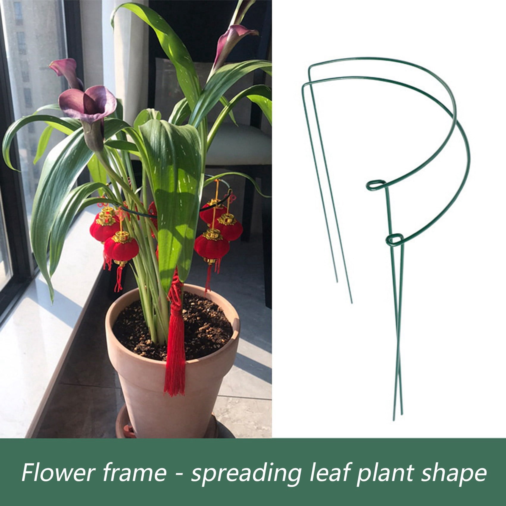 12 Pcs Plant Support Stakes Ring Cage Metal Garden Plant Stake Green Half Round Plant Support Ring Plant Supports