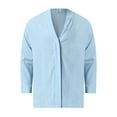 thumbnail image 4 of Mens T-shirts Mens Fashion And Leisure Solid Color Popular Solid Color Button Long Sleeve Shirt Top Summer Casual Men Casual Shirts Summer Workout Top Men Peach Long Sleeve Fitted Tops Light Blue M, 4 of 6