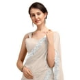 thumbnail image 2 of Women's Georgette Partywear Saree Ruffle Frill Sari with Readymade Blouse , Color: Cream | Size: 36, 2 of 6