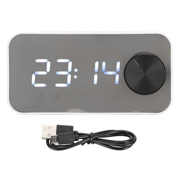 Altavoz Bluetooth inalámbrico multifunción con cancelación de ruido, pantalla de temperatura, transmisión de voz, radio FM, espejo, despertador, color blanco