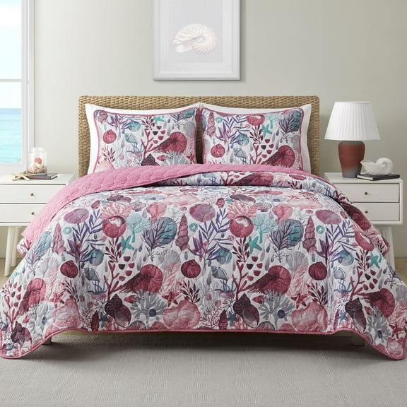 VCNY Home Ivory Coast 3-Piece Multicolor Abstract Reversible Quilt Set, Full/Queen, Adult, Unisex