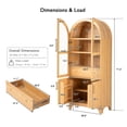 thumbnail image 5 of HSUNNS 71" Tall Kitchen Pantry Cabinet with Arched Glass Doors and Adjustable Shelves, Freestanding Modern Farmhouse Hutch Cupboard, Wooden Storage Cabinets for Kitchen Dining Room, Natrual, 5 of 9