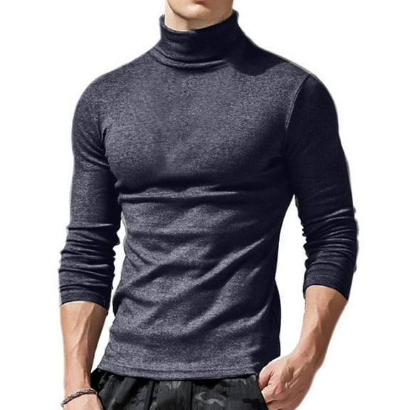 Men's Casual Slim Fit Basic Tops Knitted Lightweight Turtleneck Pullover Sweater Dark Gray XL
