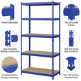 thumbnail image 5 of Topeakmart 4 Pieces of 5 Tiers Adjustable Metal Storage Shelving Stand, Blue, 5 of 7