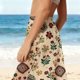 thumbnail image 5 of Pantalones de playa de gasa ligeros para mujer con protección solar, pantalones anchos de estilo bohemio estampados, blusa para mujer, 5 of 7