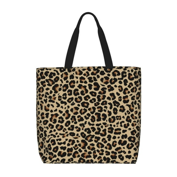 Defioc Leopard Print-1 Pattern Tote Bag for Women,Large Capacity Tote Bag with Zipper Casual Shoulder Handbags Shopping Bag