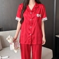 thumbnail image 5 of Fewfanhot Womens Pajamas Set Silk Pajama Long Sets Silky Long Pj Sets Sleepwear Stripes Pjs Loungewear, 5 of 5