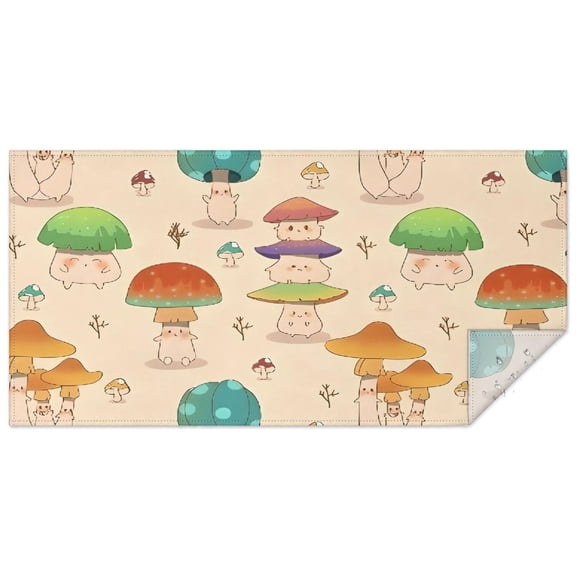 Red Mushroom Cartoon Light Pattern Rectangle Tablecloth 60"x120",Waterproof Polyester Rectangle Table Cloth, Wipeable Spillproof Polyester Tablecloth for Dining, Camping, Indoor and Outdoor