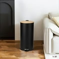 thumbnail image 6 of 8 Gallon Step Trash Can with Soft-Close Bamboo Lid, Stainless Steel Garbage Can with Removable Inner Bucket, 30L Round Trash Bin, Perfect for Kitchen, Bathroom, Living Room, Black, 6 of 7