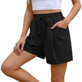 thumbnail image 2 of VBVC Women's Drawstring Cotton-Linen Shorts,Breathable Shorts For Women,Ladies Lightweight Summer Beach Bottoms with Pockets,Black,S-2XL, 2 of 9
